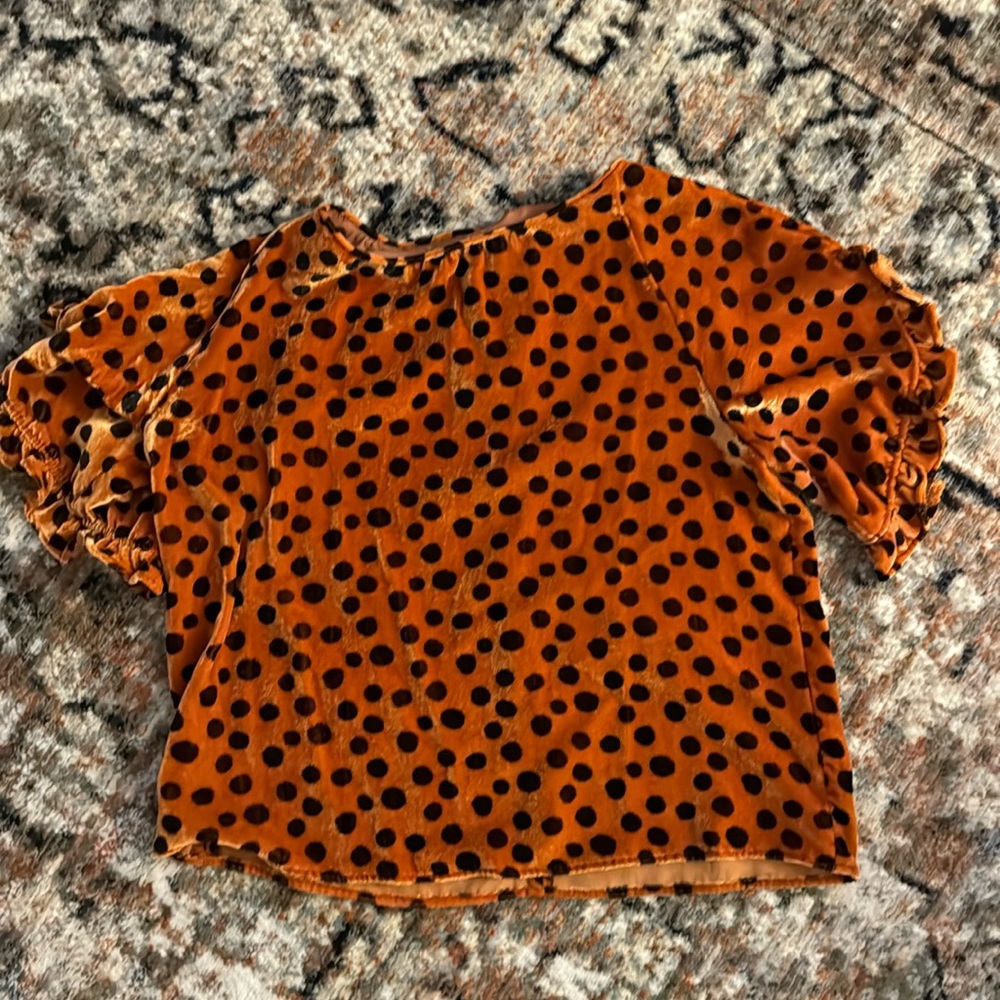 Madewell cheetah ruffled sleeved blouse